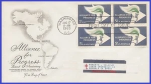 USA3 #1234 ADDR ARTMASTER FDC BL4  Alliance for Progress - Imagen 1 de 1