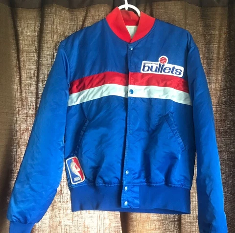 Vintage Starter Washington Bullets NBA Satin Jacket M Made In USA Basketball Cover