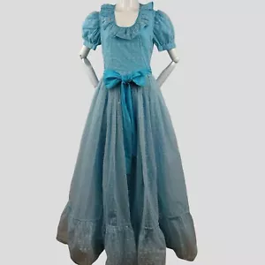Vestido de Pelota Azure Blue Flock Vintage Años 70 Southern Belle Volffles Cenicienta Princ - Imagen 1 de 12