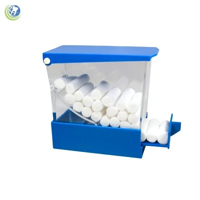 Dental Cotton Roll Dispenser Holder Organizer Deluxe with pull-out tray Blue - Image 1 of 4