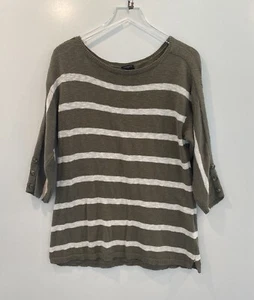 Suéter Talbots verde blanco a rayas mezcla de algodón para mujer talla XL (1331) - Imagen 1 de 5