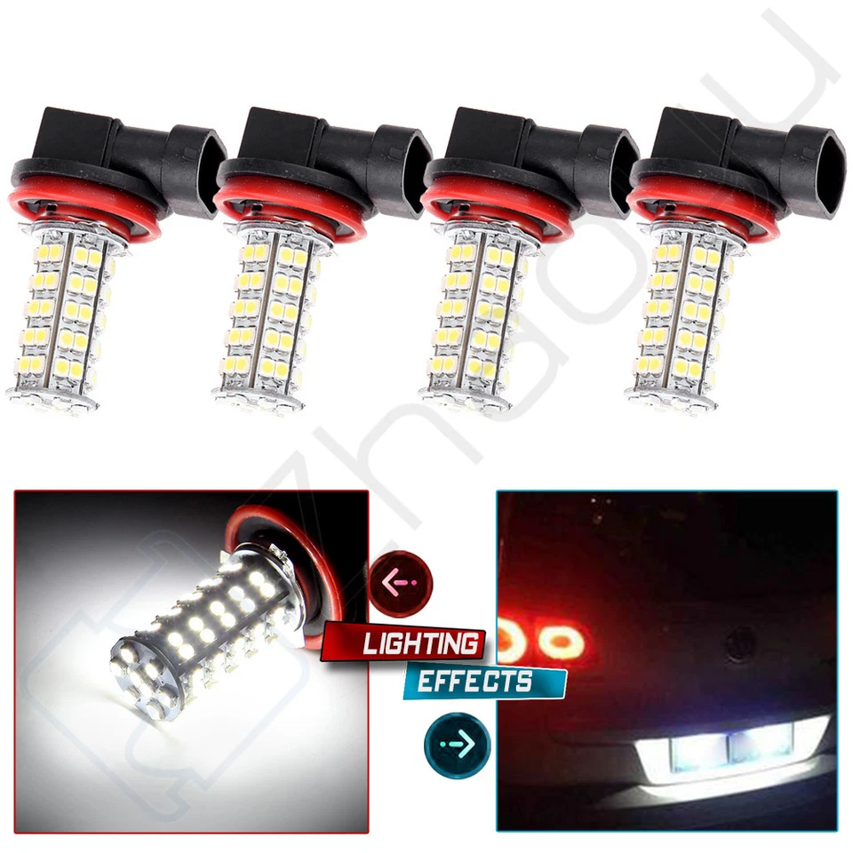 4 bombillas antiniebla súper blancas para correr durante el día 12V 68-SMD H11 H8 LED Foto 1 de 1