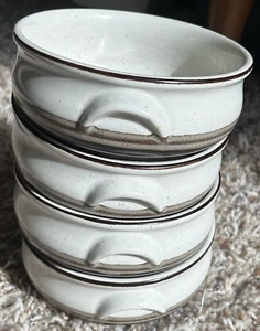 Set of 4 Soup Bowls Vintage REGO Speckled Stoneware Restaurant Ware E900-19 EUC - Picture 1 of 12