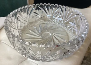 Avitra Crystal Glass Bulgaria Large Salad/Serving Bowl Pinwheel Fan & Star 9.25" - Picture 1 of 10