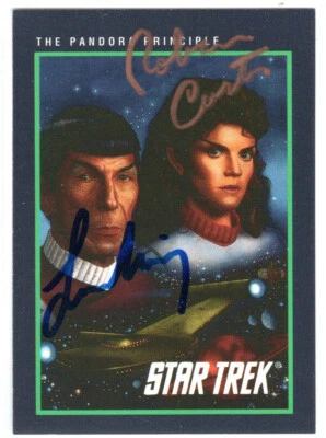 STAR TREK 1991 IMPEL 143 LEONARD NIMOY & ROBIN CURTIS DUAL AUTOGRAPH d.2015 - Image 1 of 2