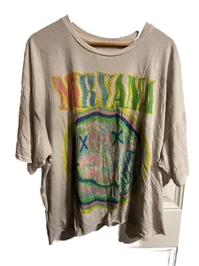 Nirvana Distressed Smiley Neon Face Tee XL Baumwolle Kurzarm LESEN - Bild 1 von 5