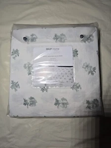 INUP Home Queen Sheet Set Washed Linen Blend Farmhouse Floral Bouquet Ivory Gray - Picture 1 of 5