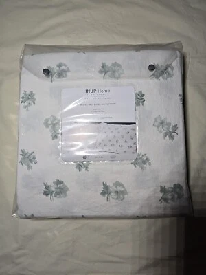 INUP Home Queen Sheet Set Washed Linen Blend Farmhouse Floral Bouquet Ivory Gray - Image 1 of 4
