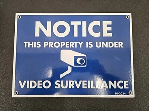 VIDEO SURVEILLANCE CAMERA Sign 10x14 Porcelain Enamel - Picture 1 of 2