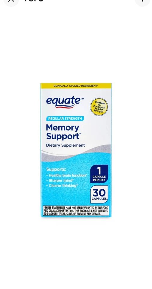 Cápsulas de suplemento dietético Equate Memory Support, 30 unidades caducan:06/25 Foto 1 de 3