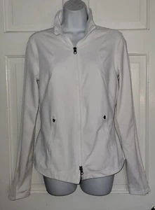 ZELLA white Poly Sheer Mesh Sleeve Zip Front Workout Yoga Jacket M - Picture 1 of 6
