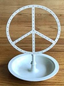 Pottery Barn Teen Ivory Metal Peace Sign Jewelry Earring Holder Stand - Picture 1 of 3