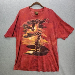 Vintage The Mountain Shirt Mens 2XL Native American Eagle Short Sleeve Red 1996 - Picture 1 of 8