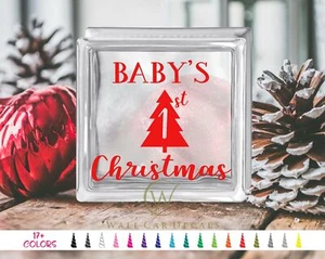 DIY Babys 1st Christmas Glass Block Decal Craft Sticker Holiday Tree Shadow Box - Picture 1 of 10