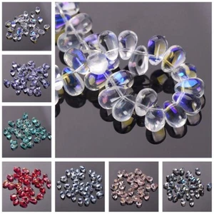 20 Stck. 9x6 mm Kleine Tränenform Kristall Glas Lose Perlen Top Gebohrte Anhänger - Bild 1 von 11
