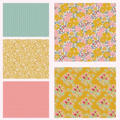 Tilda Creating Memories Spring 5 Fat Eighths 25 x 55cm cotton quilt fabric C - image 1 of 4