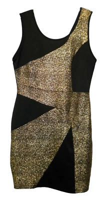 Cameo Gold & Black Color Block Sleeveless 3X - Dress Stretch Bodycon - Image 1 of 4