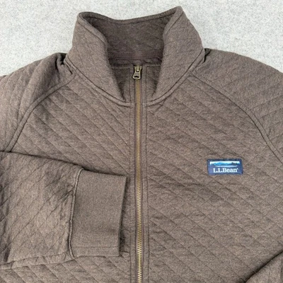 LL Bean Chaqueta Para Hombres Grande Regular Marrón Acolchado Sudadera Cremallera Completa Cuello Simulado Logo Foto 1 de 4