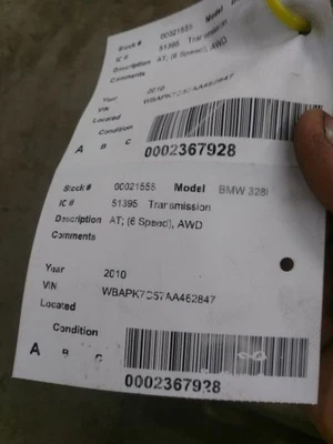 Automatic Transmission Speed 3.0L 6 Cylinder AWD Fits 09-13 BMW 328i 383558 - Imagem 1 de 4