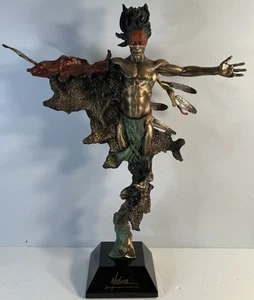 Große 23 Zoll Dan Medina Bronzeskulptur mystische indische Kriegerlegenden limitierte Auflage 350 - Bild 1 von 23