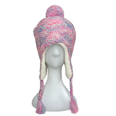 Gorra Capelli Niñas Rosa Pastel Lentejuelas Adornada Tejido Sherpa Tobogán Sombrero 5-8 YO Foto 1 de 4