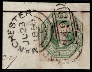 GB QV SG55, SCARCE 1s green CUT SQUARE, USED. Cat £750. On PIECE - Picture 1 of 1