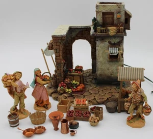 Roman Fontanini Lighted Nativity Village "Marketplace" and Accessories for 5" - Picture 1 of 24