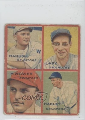 Goudey 1935 4 en 1 R321 Heinie Manush Lyn Lary Monte Weaver Bump Hadley #2C Salón de la fama Foto 1 de 2