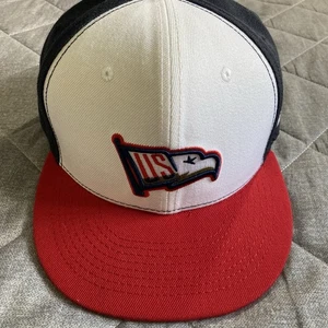 Baseballism USA Fitted Baseball Hat 7 5/8 Red White Blue US Classic America - Picture 1 of 9