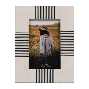 4 In. X 6 In. Brown/White Resin Wood Abstract Geometric Picture Frame - Picture 1 of 6