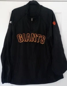 SAN FRANCISCO GIANTS MAJESTIC WINDBREAKER 1/4 ZIP PULLOVER JACKET BLACK SIZE XXL - Picture 1 of 5