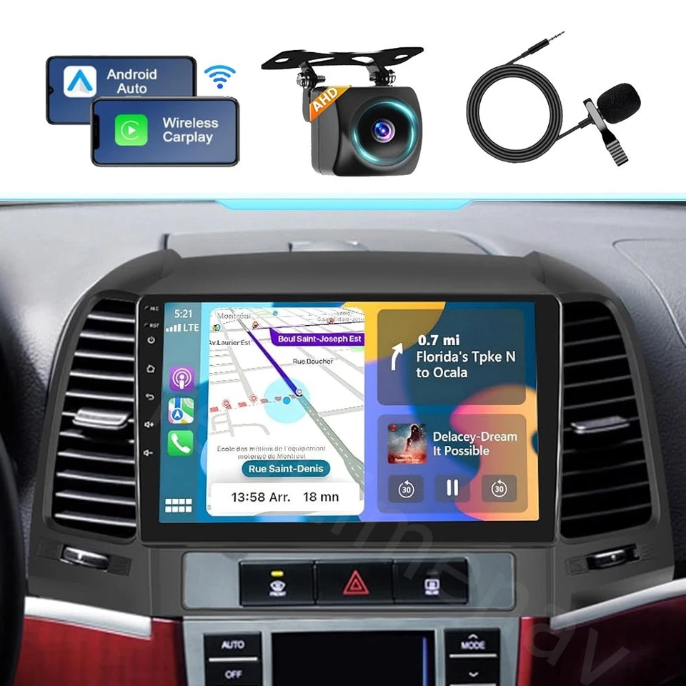 Car Radio for Hyundai Santa Fe 2006-2012 Stereo Android 13 Wireless Carplay GPS Foto 1 de 4