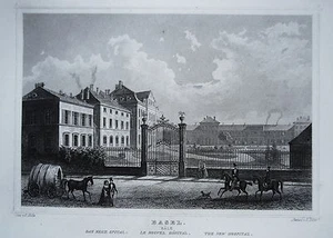 Basel Das neue Krankenhaus Spital Schweiz seltener alter Stahlstich 1850 - Picture 1 of 1
