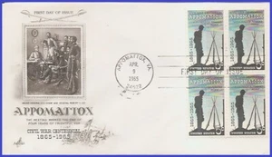 USA4 #1182 U/A ARTCRAFT FDC BL4 Surrender at Appomattox - Picture 1 of 1