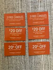 Lot of 6x Yankee Candle Coupons $20 Off $50, 20% Off Clearance, Buy 3 Get 3