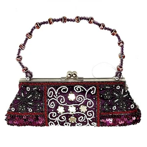 Bolso Indio De Mano Bolso De Noche Clutch Cartera Con Bordado De Perlas - Picture 1 of 4