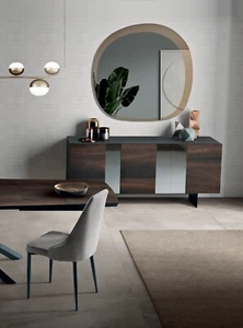 Madia 3 Ante Rechteckig Mit Glas Modernes Design Wirkung Holz Dunkelheit CIC-579 - Picture 1 of 5