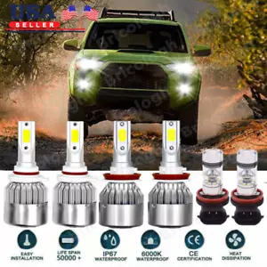 For Toyota 4Runner 2010-2020 LED Headlight Bulbs Kit High/low Beam + Fog Lights - Picture 1 of 12