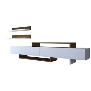 Wohnwand Weiß TV Lowboard Holz Wohnzimmerschrank modern Sideboard Anbauwand 6542 - Bild 1 von 3