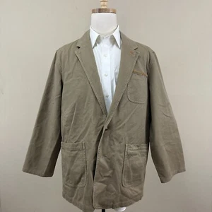 Orvis Jacket Mens 44 Brown Leather Safari Hunting Sport Coat Blazer Patch - Picture 1 of 13