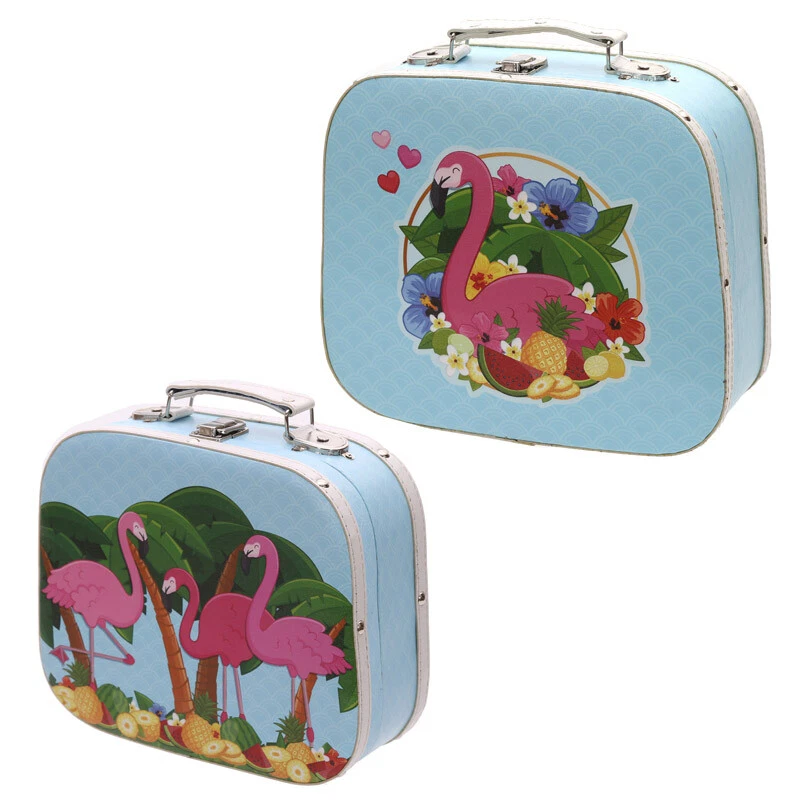 Set of 2 Flamingo Design Rounded Cases - Trinkets Craft Gifts Storage Mini Boxes - Image 1 of 4