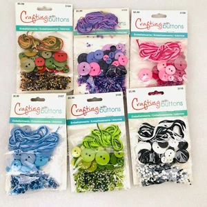Lot of 6 Blumenthal Lansing Assorted "Crafting with Buttons" w/ Embellishments - Picture 1 of 5