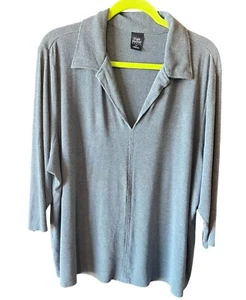 High Sierra Womens 3X Ribbed Color Medium Blue Gray Pullover Shirt With Collar - Picture 1 of 7