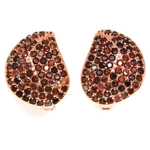 NATURAL RED GARNET EARRINGS 925 STERLING SILVER ROSE GOLD PLATED