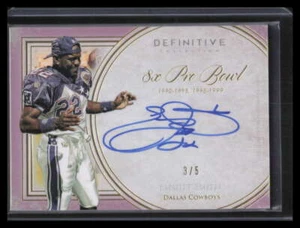 2015 Topps Definitive Legendary Autographs Pink laces2 Emmitt Smith Auto 3/5 - Picture 1 of 2