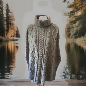 Capa Barbour Court M Gris Grueso Cable Tejido Lana Mezcla Alpaca Cuello Enrollado 14-22 - Imagen 1 de 9