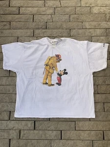 DISNEY WORLD FIREMAN / MICKEY HANDSHAKE SHIRT - DISNEY TAG- 9/11 XXL Faded! - Picture 1 of 7