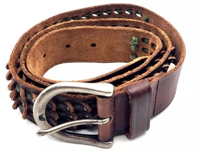 J CREW Brown Leather Belt Style 73409 – Medium Size with Unusual Design - Image 1 of 4
