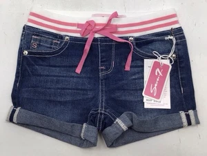 Seven7 Girls Jersey City Knit Waist Denim Shorts Blue Size 8 - Picture 1 of 5