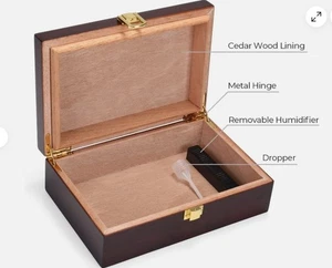 Humidificador de cigarros de viaje Woodronic para 20 cuentas con humidificador, cedro español - Imagen 1 de 7